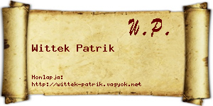 Wittek Patrik névjegykártya